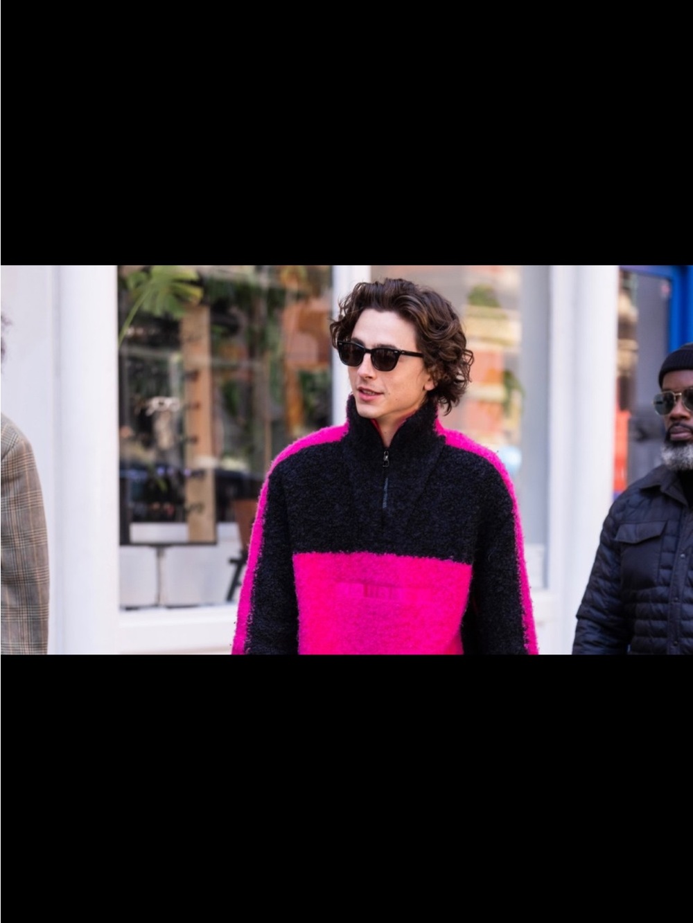 RARE Louis Vuitton Y2K Black & Hot Pink Half-Zip Bouclé Sweater by Virgil Abloh
